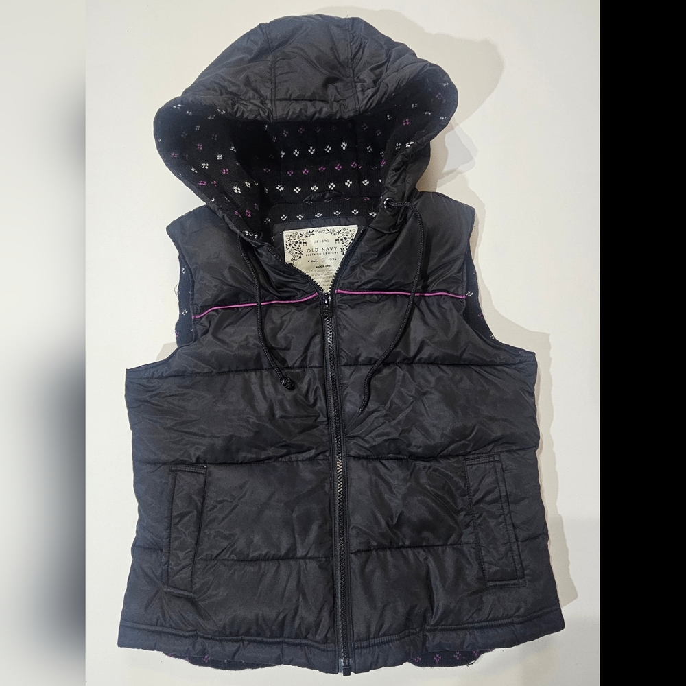 Old Navy Vintage Puffer Vest Womens Small Black